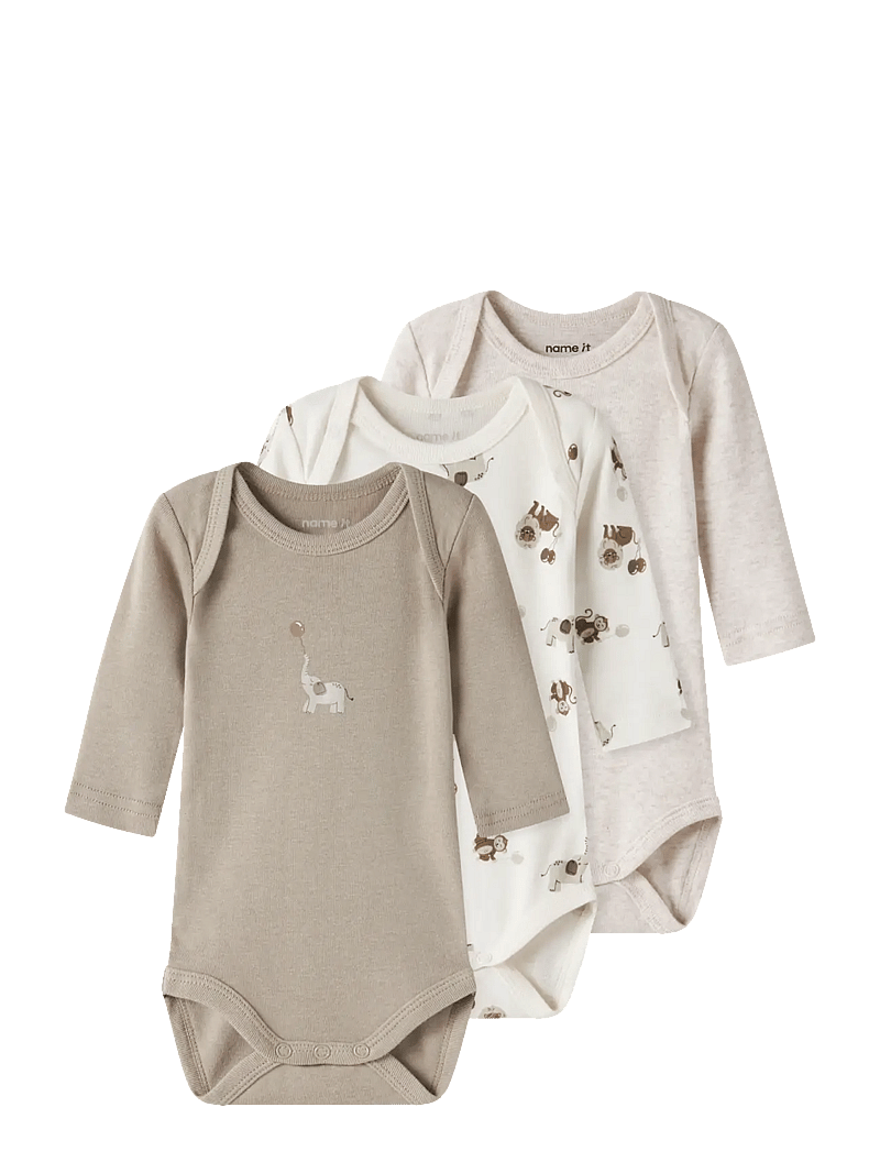 name it - NBNBODY 3P LS ANIMAL NOOS - bodyer i multipack - jet stream - 1