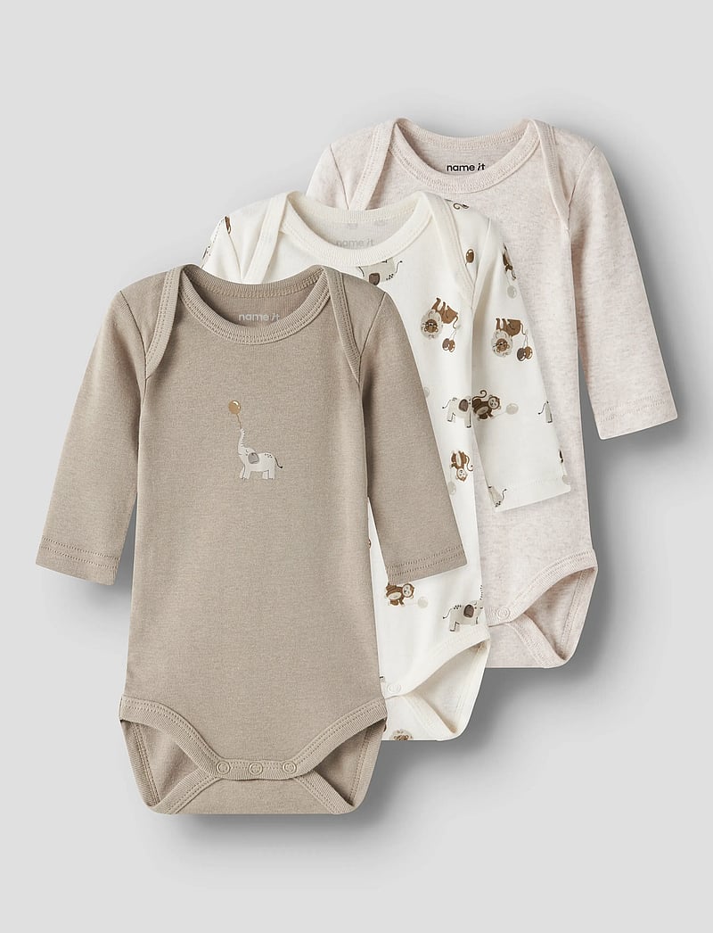 name it - NBNBODY 3P LS ANIMAL NOOS - bodyer i multipack - jet stream - 0