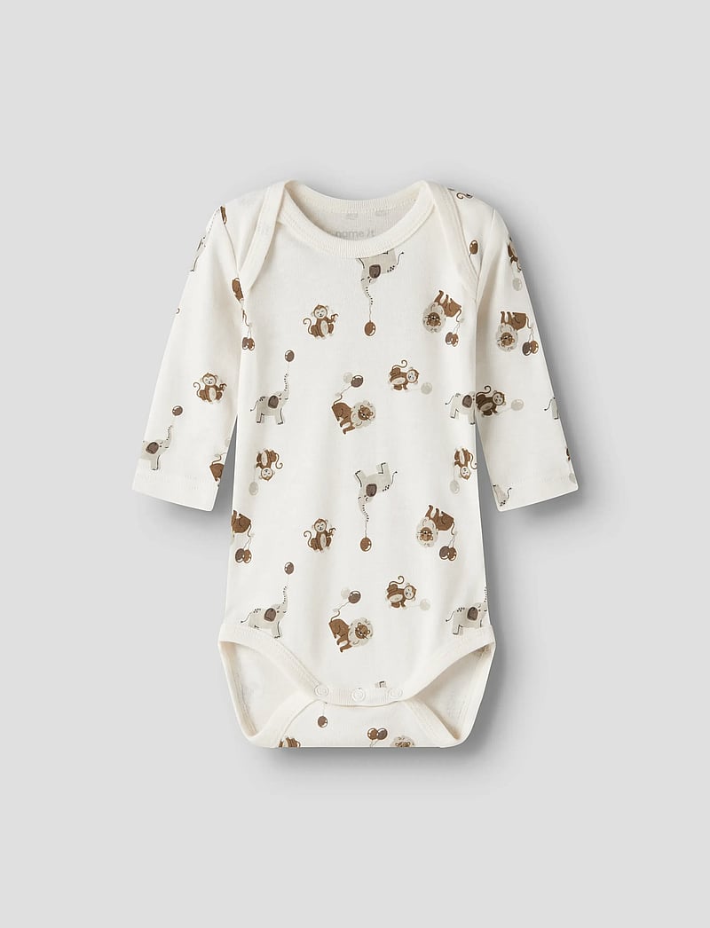 name it - NBNBODY 3P LS ANIMAL NOOS - bodyer i multipack - jet stream - 3