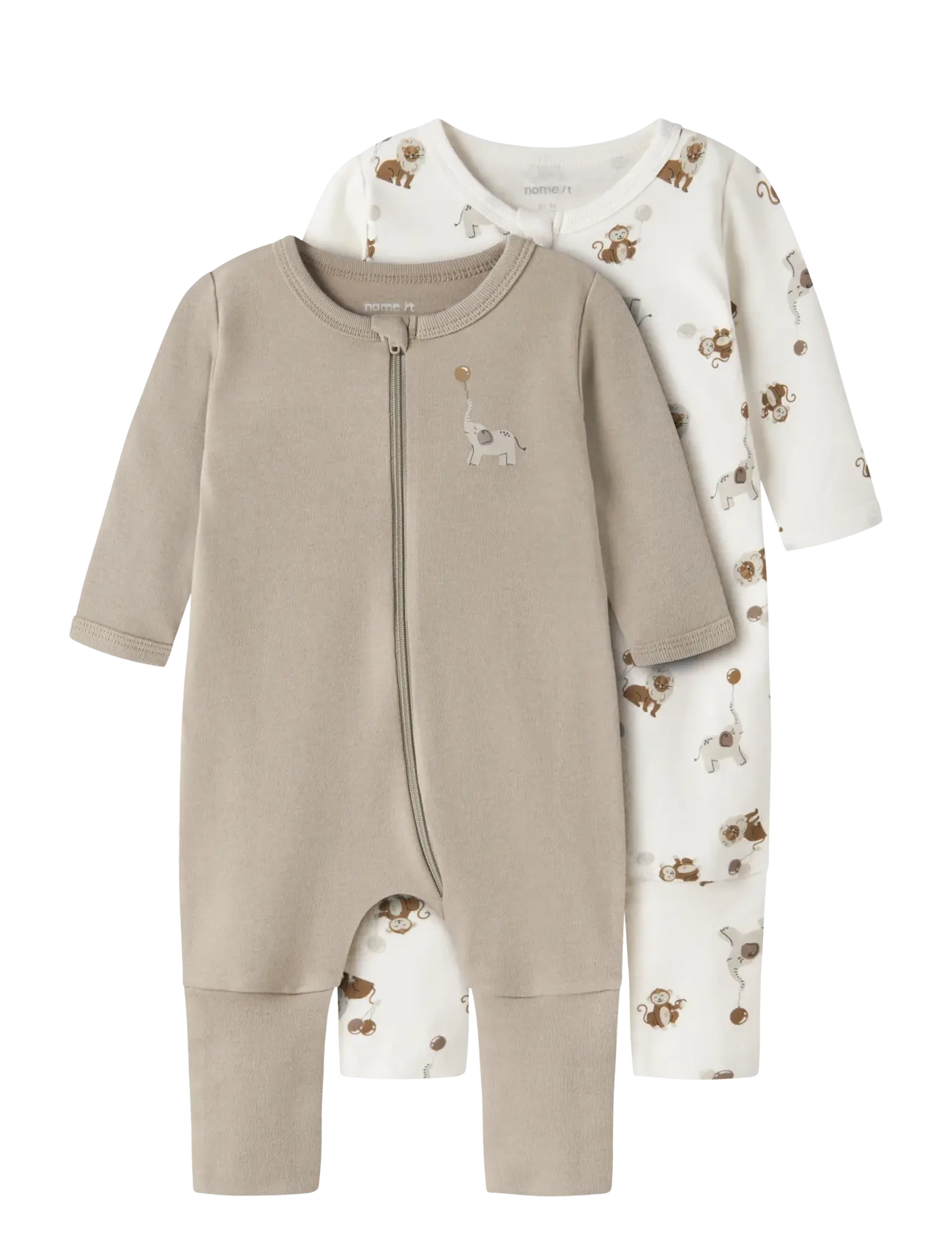 name it NBNNIGHTSUIT 2P ZIP FF ANIMAL NOOS - Last chance - JET STREAM / beige