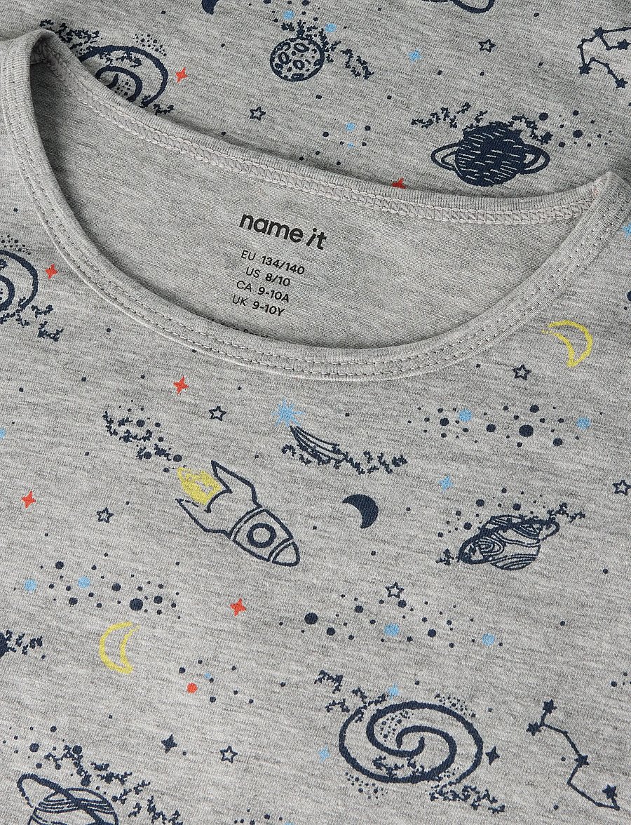 name it - NKMNIGHTSET GREY SPACE NOOS - pyjamasset - grey melange - 4