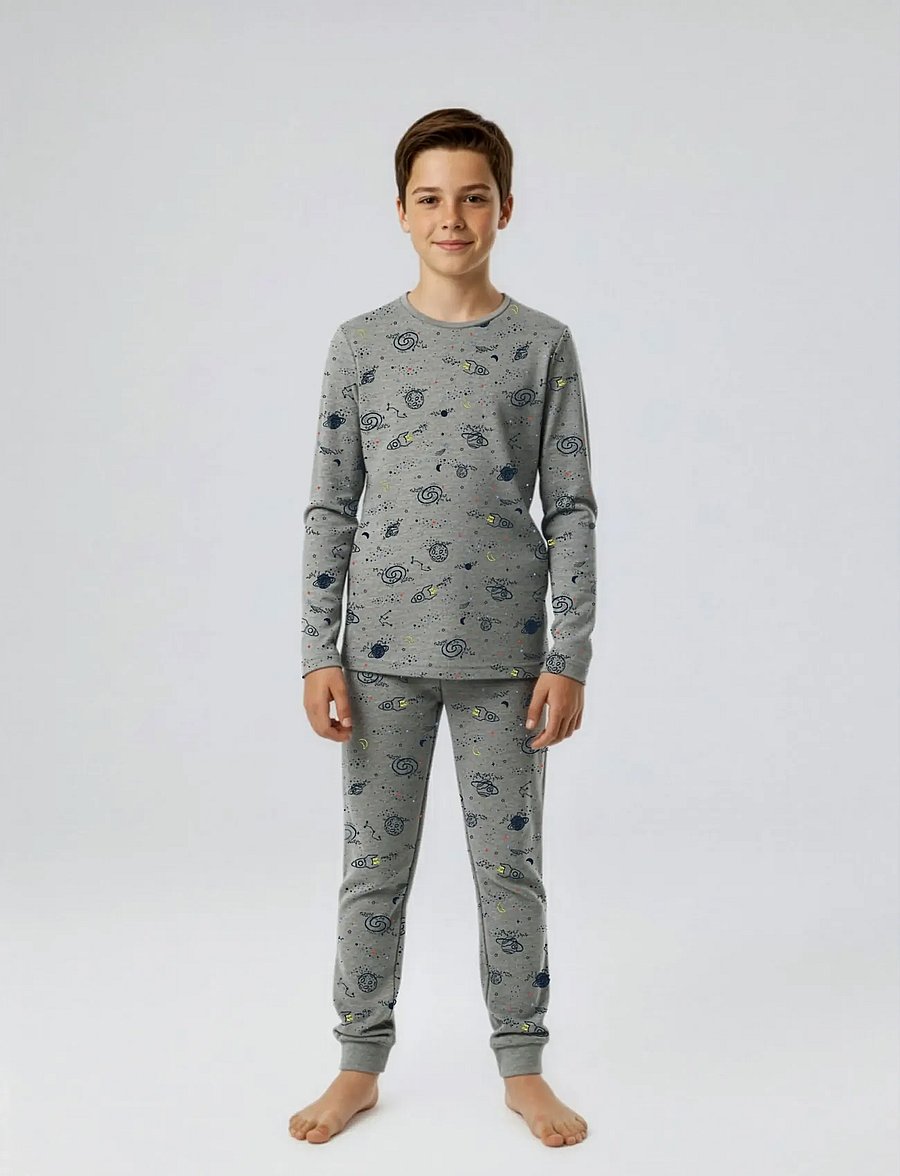 name it - NKMNIGHTSET GREY SPACE NOOS - pyjamasset - grey melange - 5