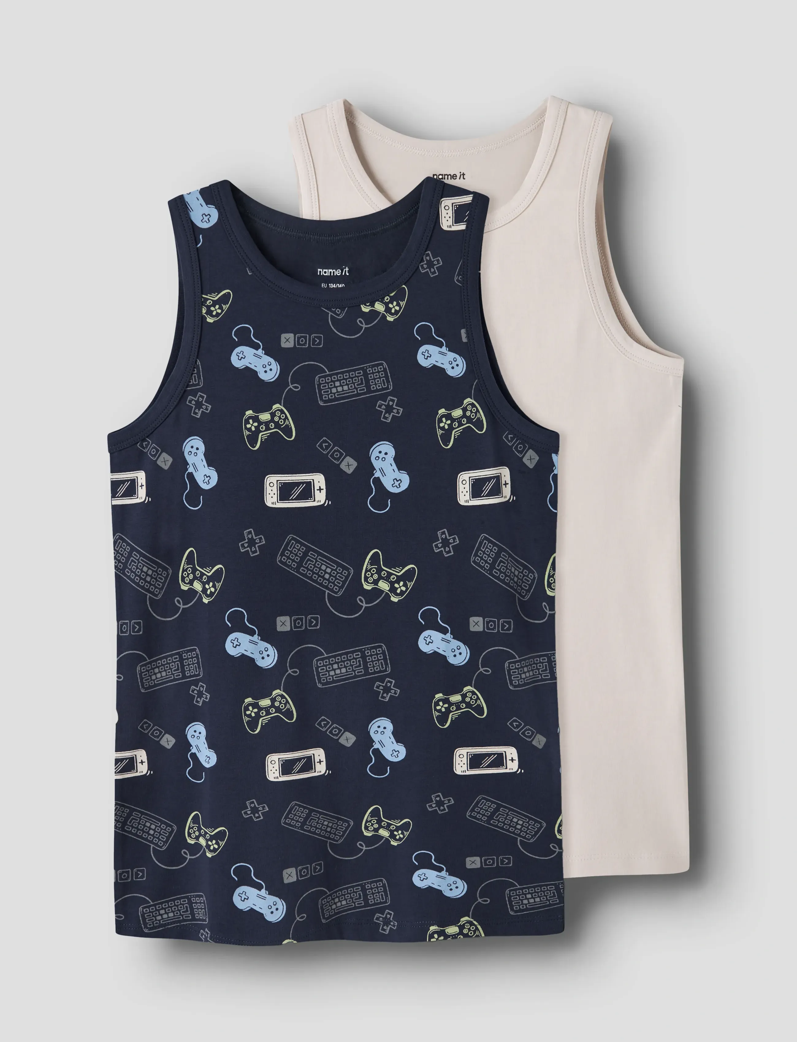 name it Nkmtank Top 2P Navy Gamer Noos, Børn, Gamer Tanktop, Blå, Str: 110