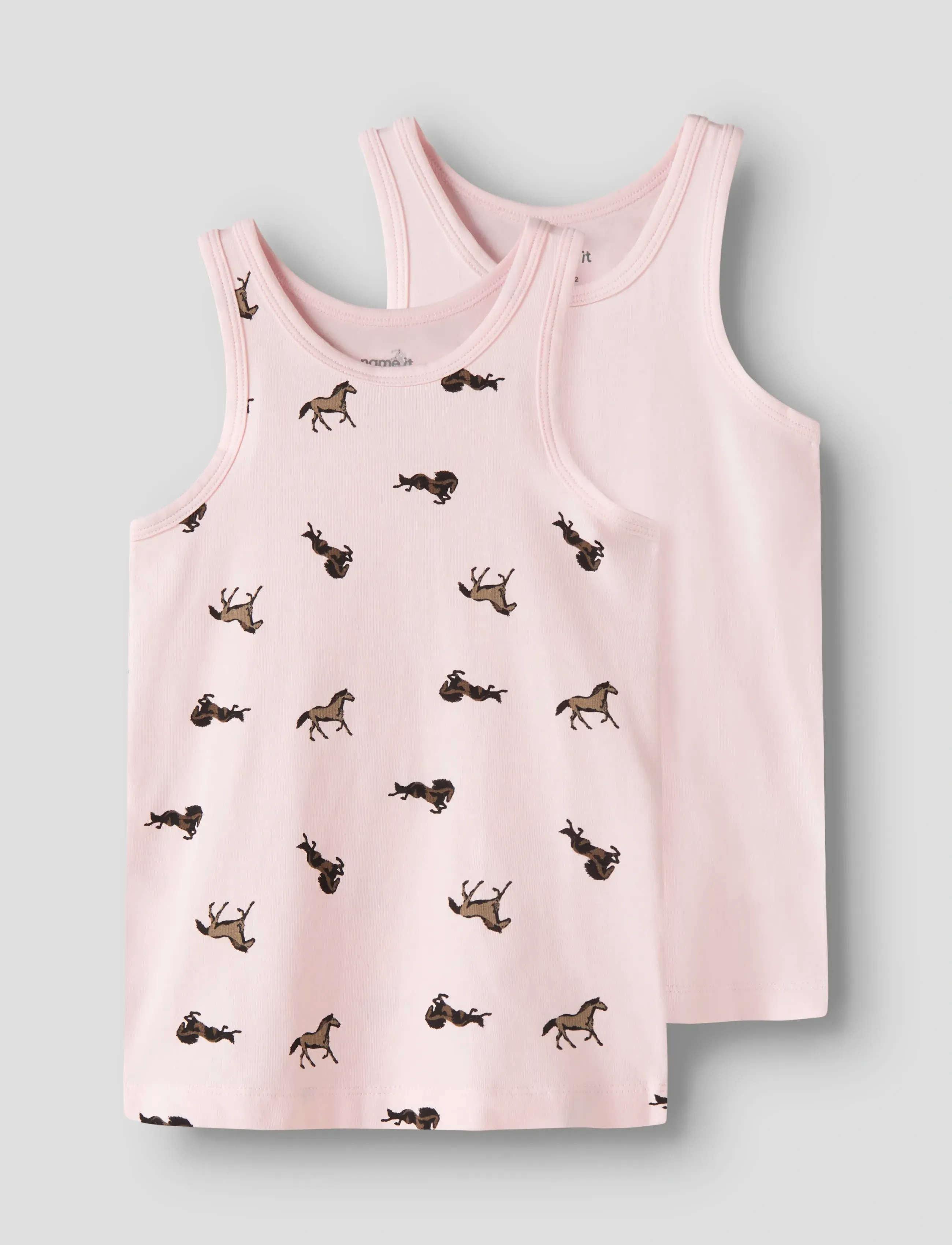 name it Nmftank Top 2P Ballerina Horse Noos, Børn, Tanktop 2-Pak, Lyserød, Str: 98