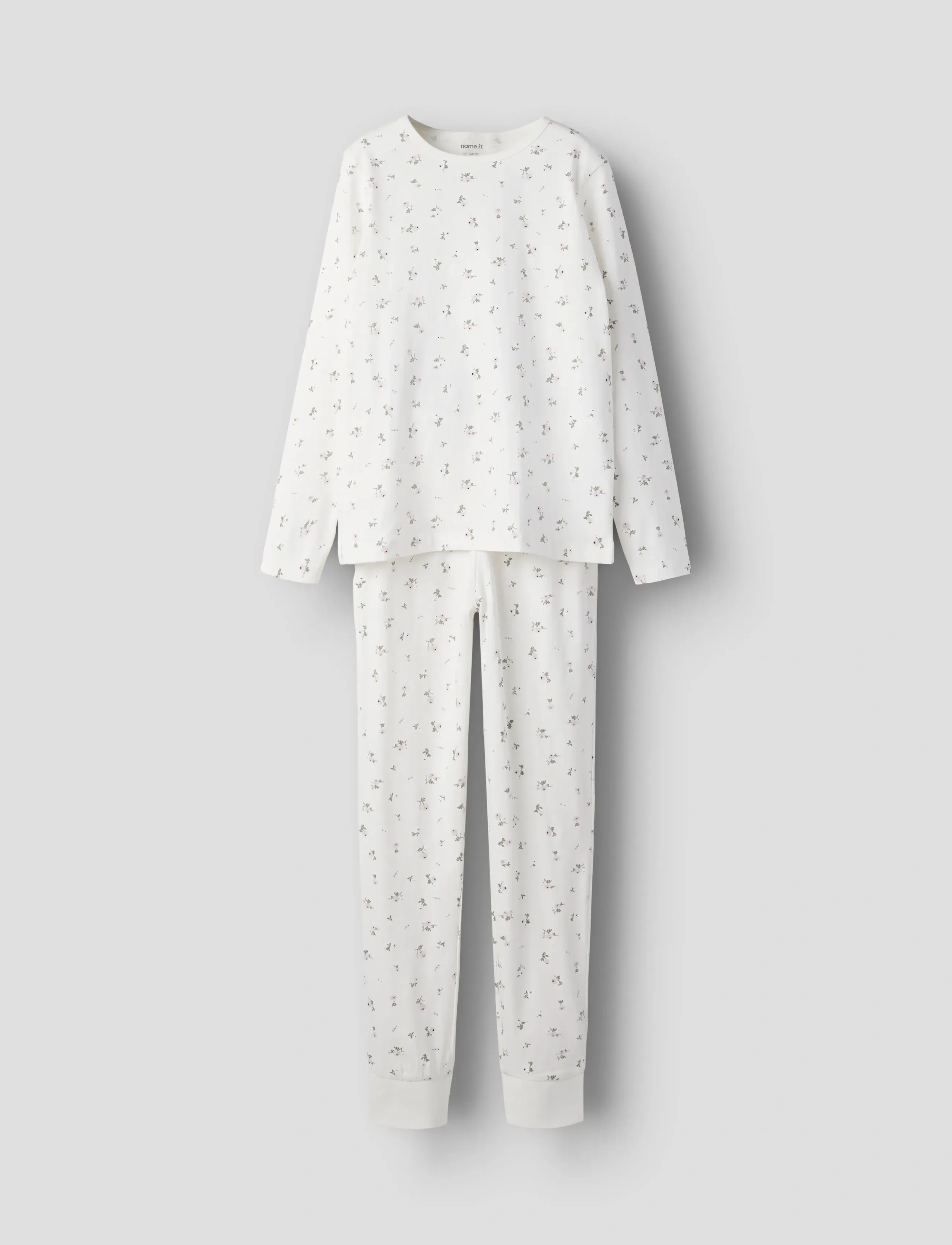 name it Nkfnightset Jet Stream Flower Noos, Kinder, Geblümtes Pyjama Set, Weiß, Gr.122-128