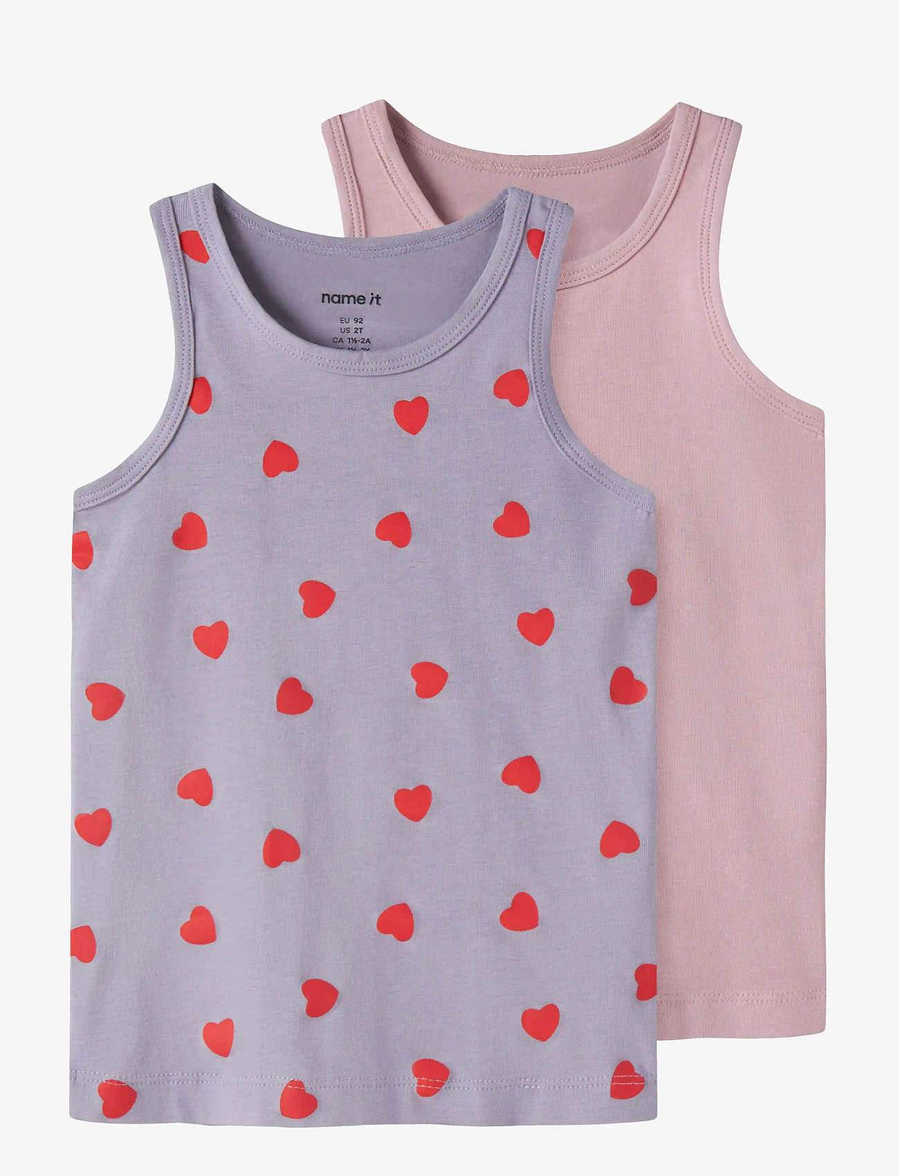 name it - NMFTANK TOP 2P LAVENDER HEARTS NOOS - linnen - lavender gray - 1