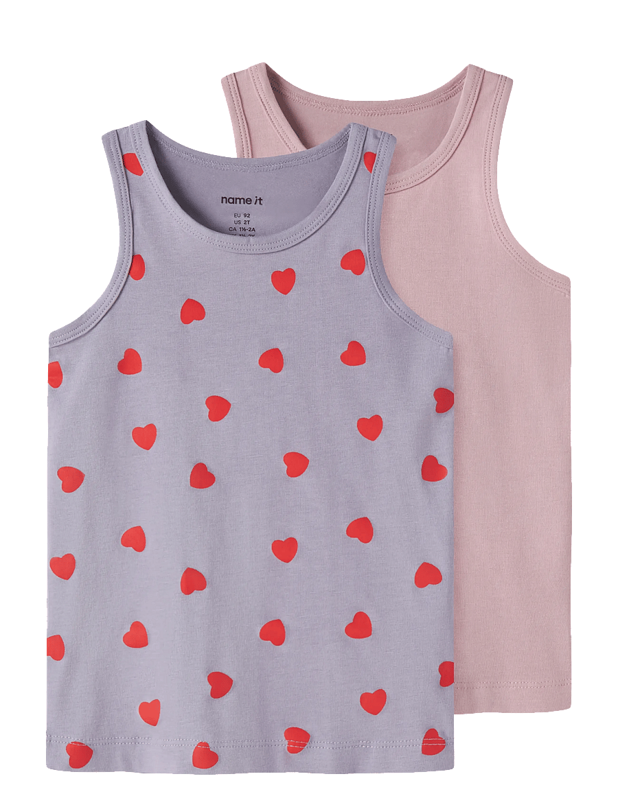 name it - NMFTANK TOP 2P LAVENDER HEARTS NOOS - singletter - lavender gray - 1