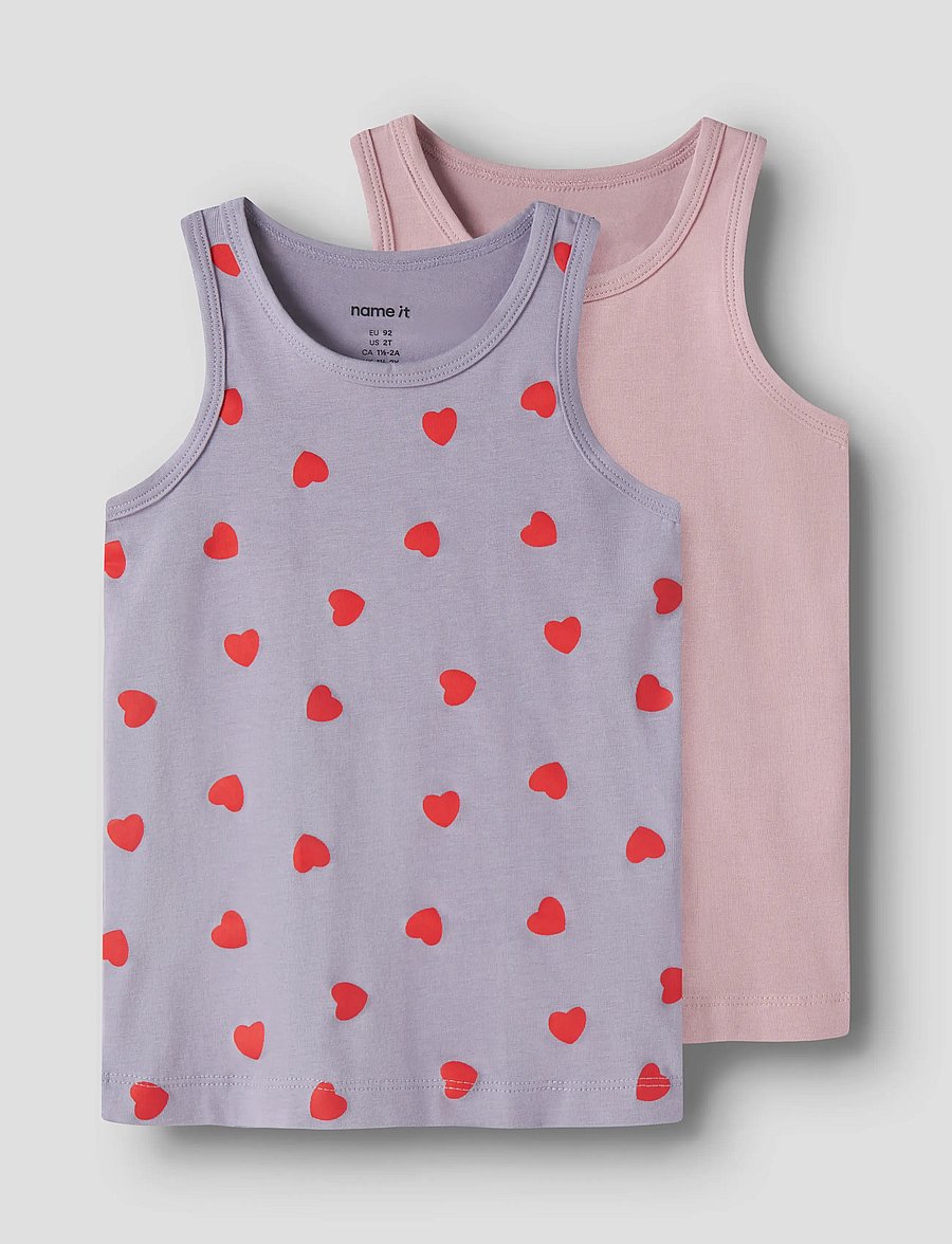 name it - NMFTANK TOP 2P LAVENDER HEARTS NOOS - singletter - lavender gray - 0