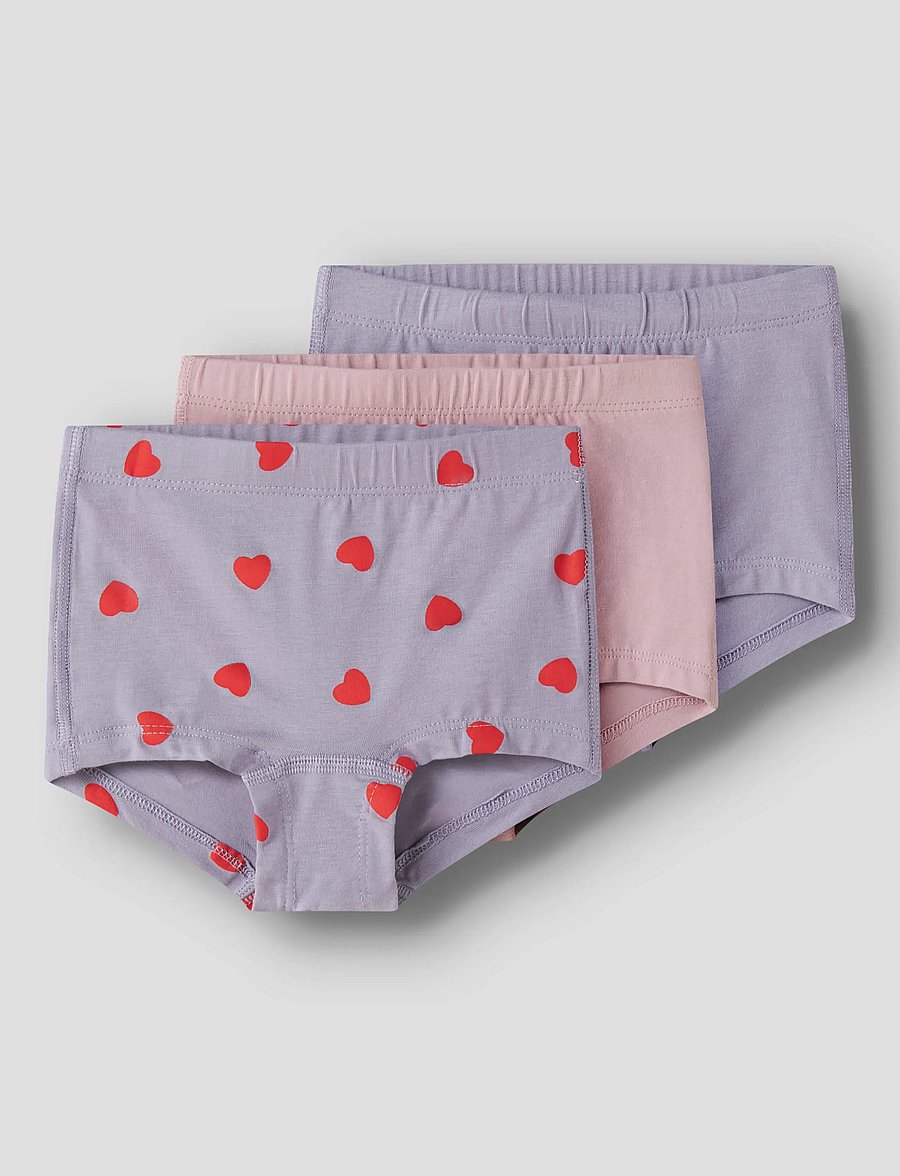 name it - NMFTIGHTS 3P LAVENDER HEARTS NOOS - slips - lavender gray - 0