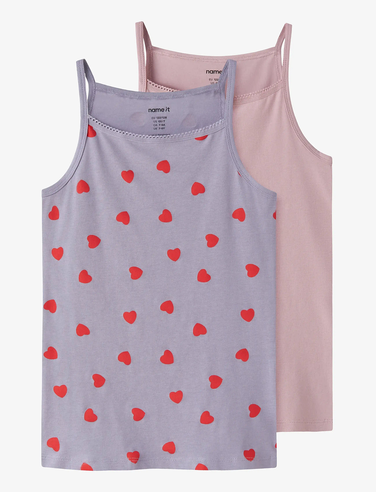 name it - NKFSTRAP TOP 2P LAVENDER HEARTS NOOS - tank top - lavender gray - 1