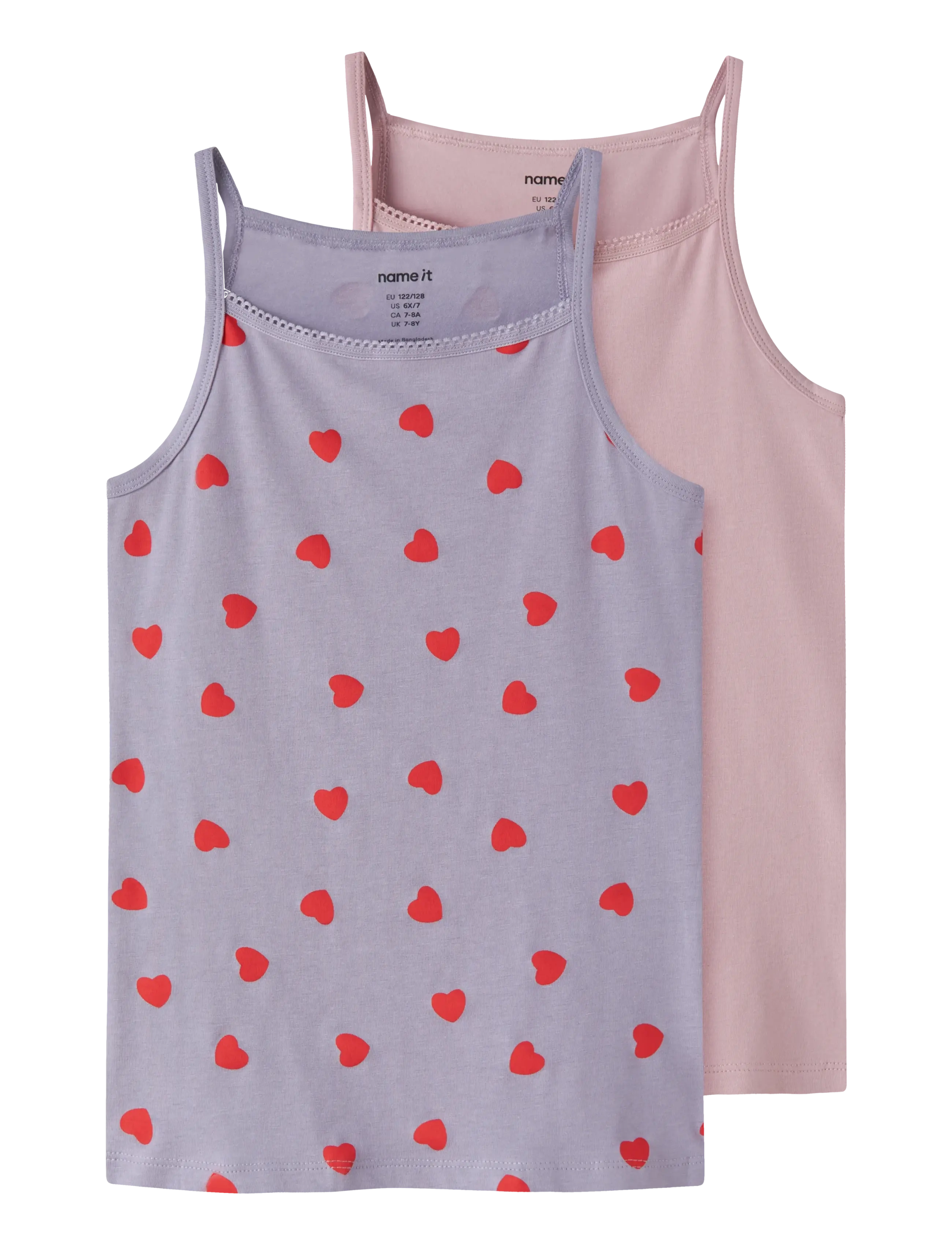name it NKFSTRAP TOP 2P LAVENDER HEARTS NOOS - Undertøj - LAVENDER GRAY / red