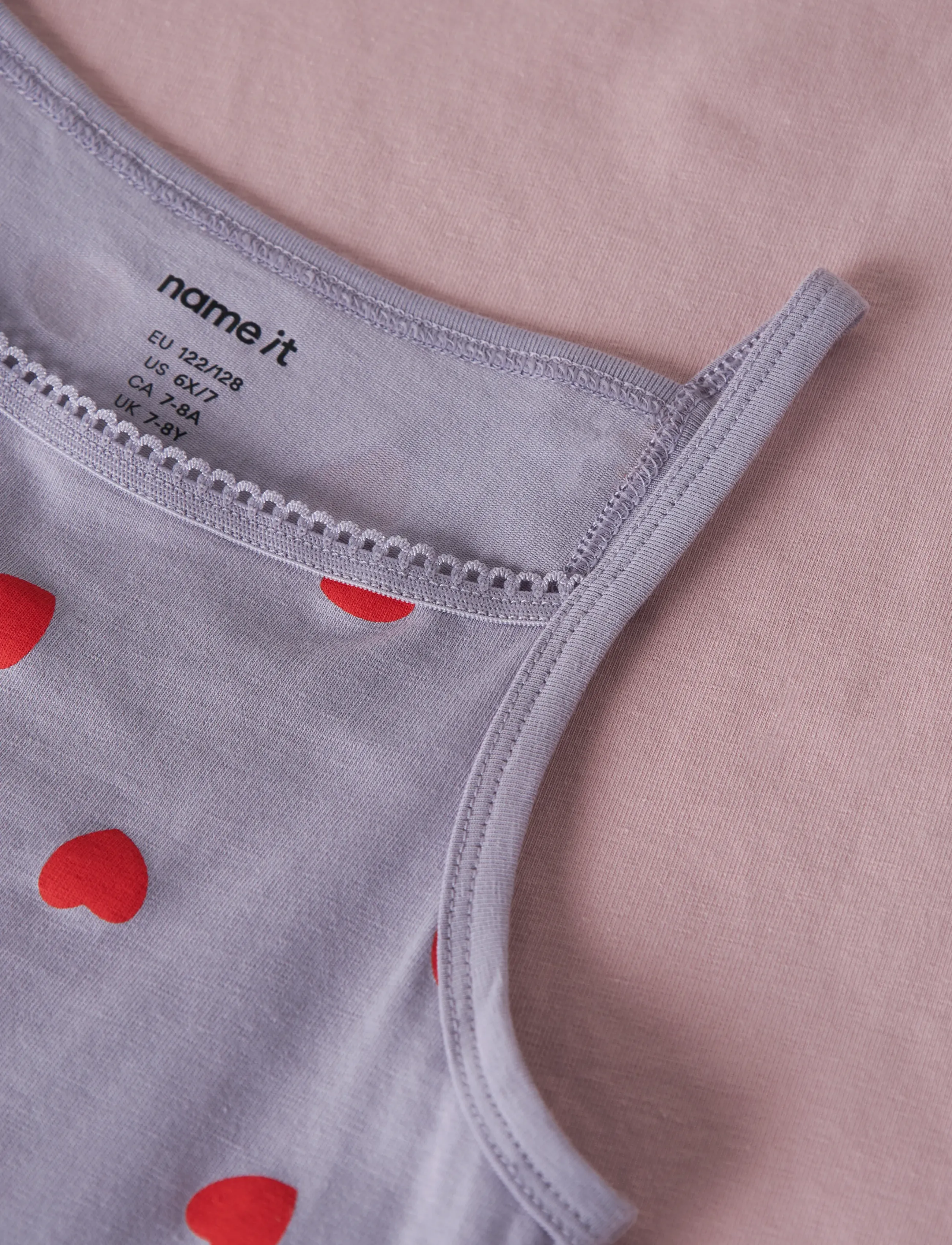name it - NKFSTRAP TOP 2P LAVENDER HEARTS NOOS - linnen - lavender gray - 4