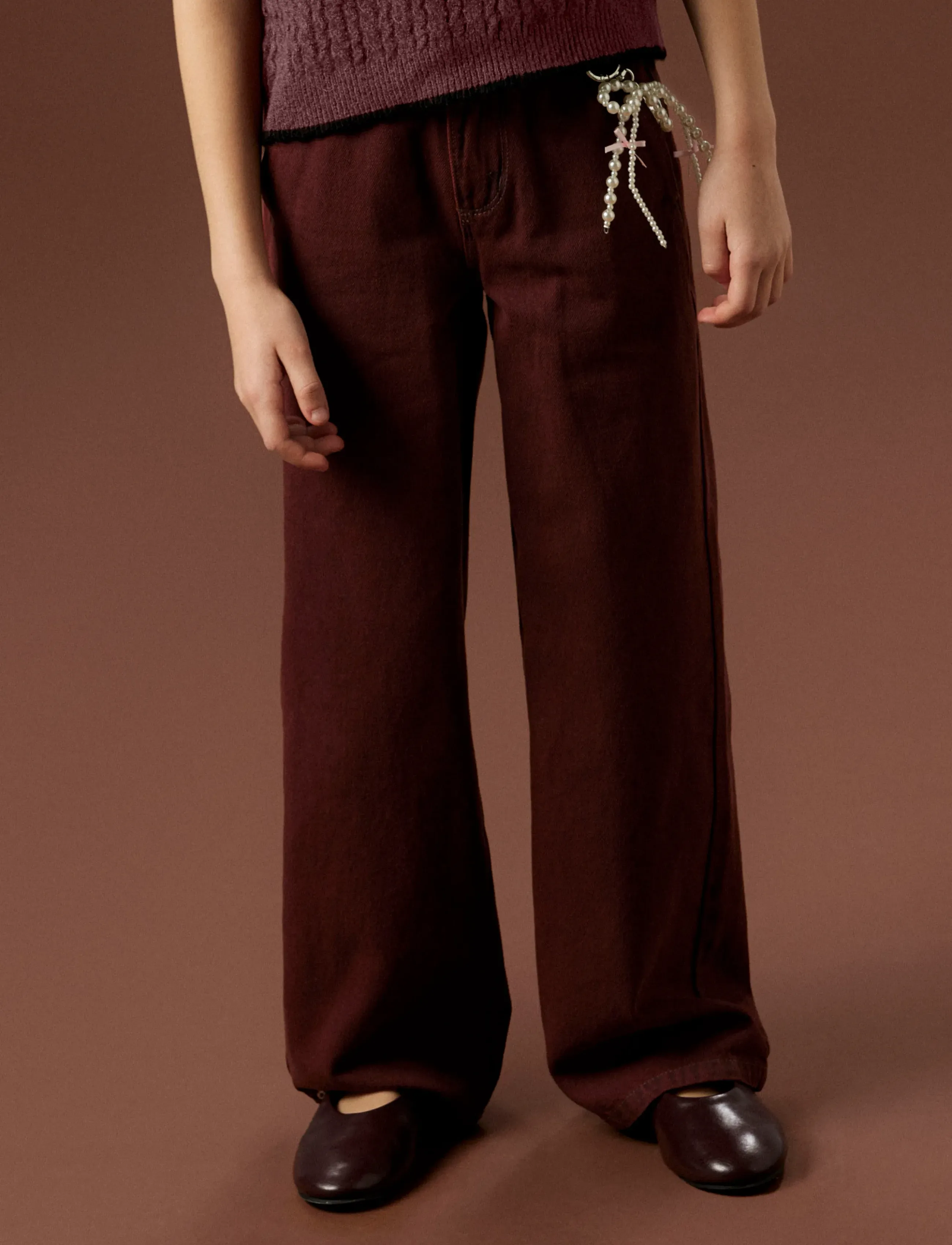 name it Nkfrose Wide Overdyed Jeans 4042-Za K, Børn, Vide Jeans, Brun, Str: 140
