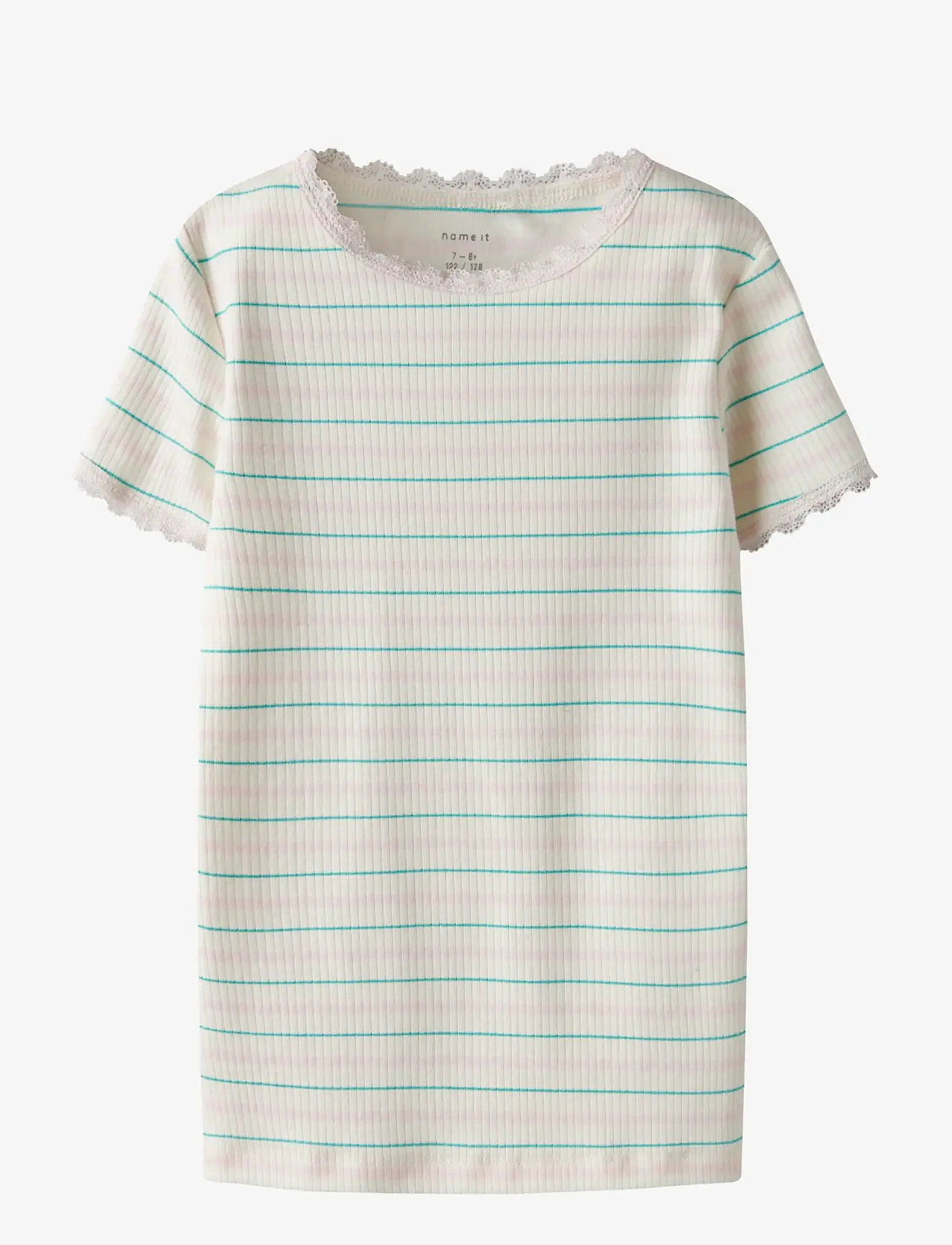 name it - NKFFENSINA SS SLIM TOP PB - kurzärmelige - gardenia - 0