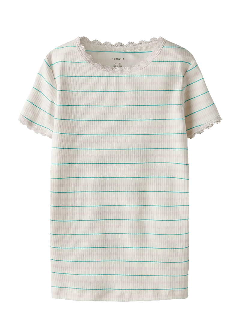 name it - NKFFENSINA SS SLIM TOP PB - kurzärmelige - gardenia - 0