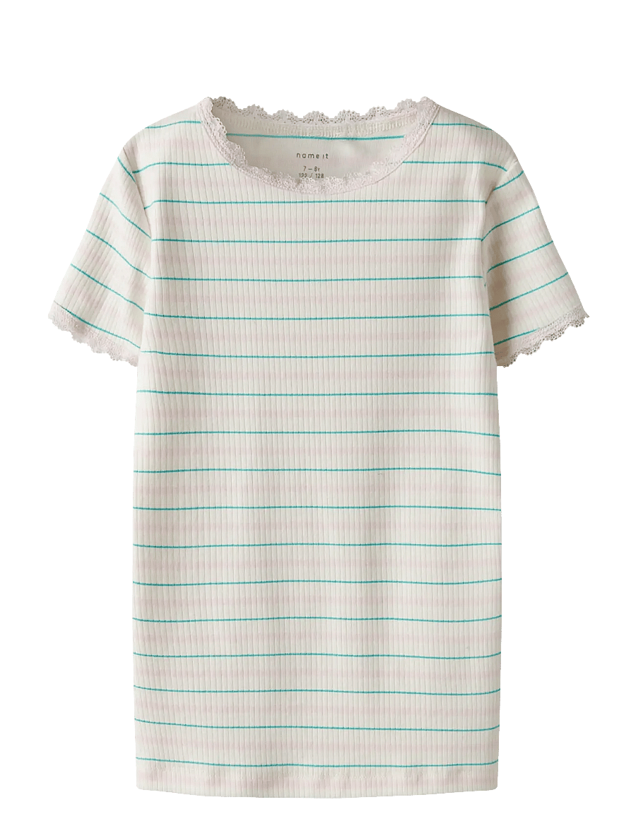 name it - NKFFENSINA SS SLIM TOP PB - kurzärmelige - gardenia - 0