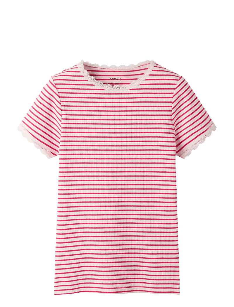 name it - NKFFENSINA SS SLIM TOP PB - lühikeste varrukatega t-särgid - love potion - 0
