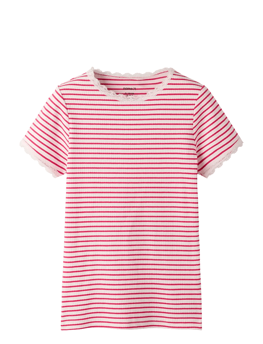 name it - NKFFENSINA SS SLIM TOP PB - kurzärmelige - love potion - 0
