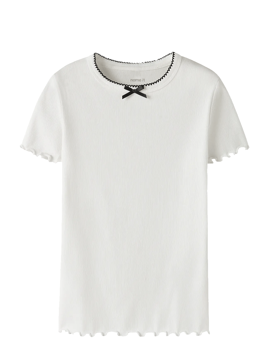 name it - NKFFIONA SS SLIM TOP PB - kurzärmelige - cloud dancer - 0