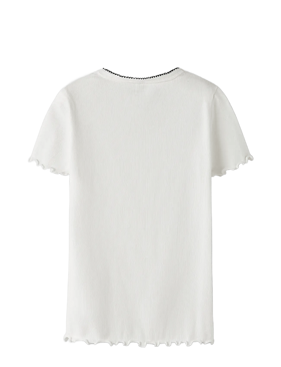 name it - NKFFIONA SS SLIM TOP PB - kurzärmelige - cloud dancer - 1