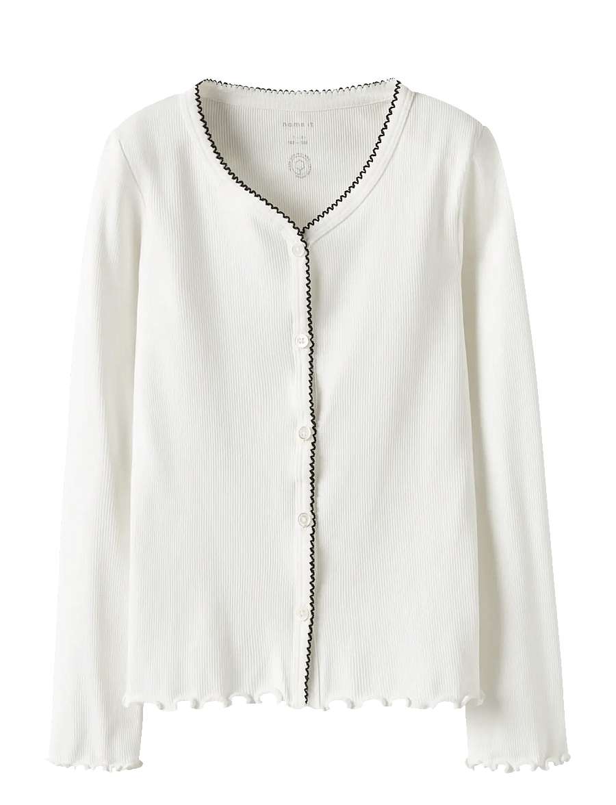 name it - NKFFIONA LS SLIM TOP PB - cardigans - cloud dancer - 0