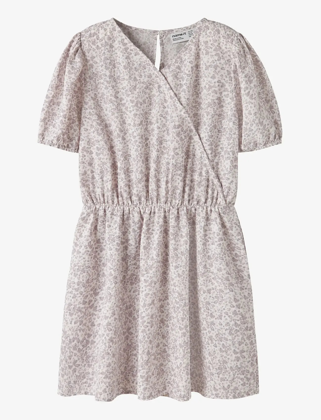 name it - NKFFANY SS WRAP DRESS PB - kortärmade vardagsklänningar - cloud dancer - 0