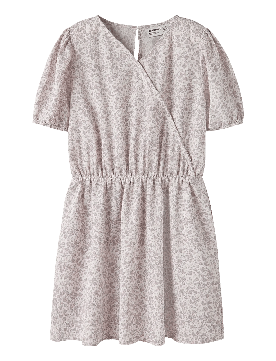 name it - NKFFANY SS WRAP DRESS PB - kurzärmelige freizeitkleider - cloud dancer - 0