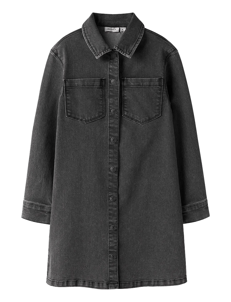 name it - NKFJEANNIE LS DNM DRESS 2133-FT B - pikkade varrukatega vabaaja kleidid - medium grey denim - 1