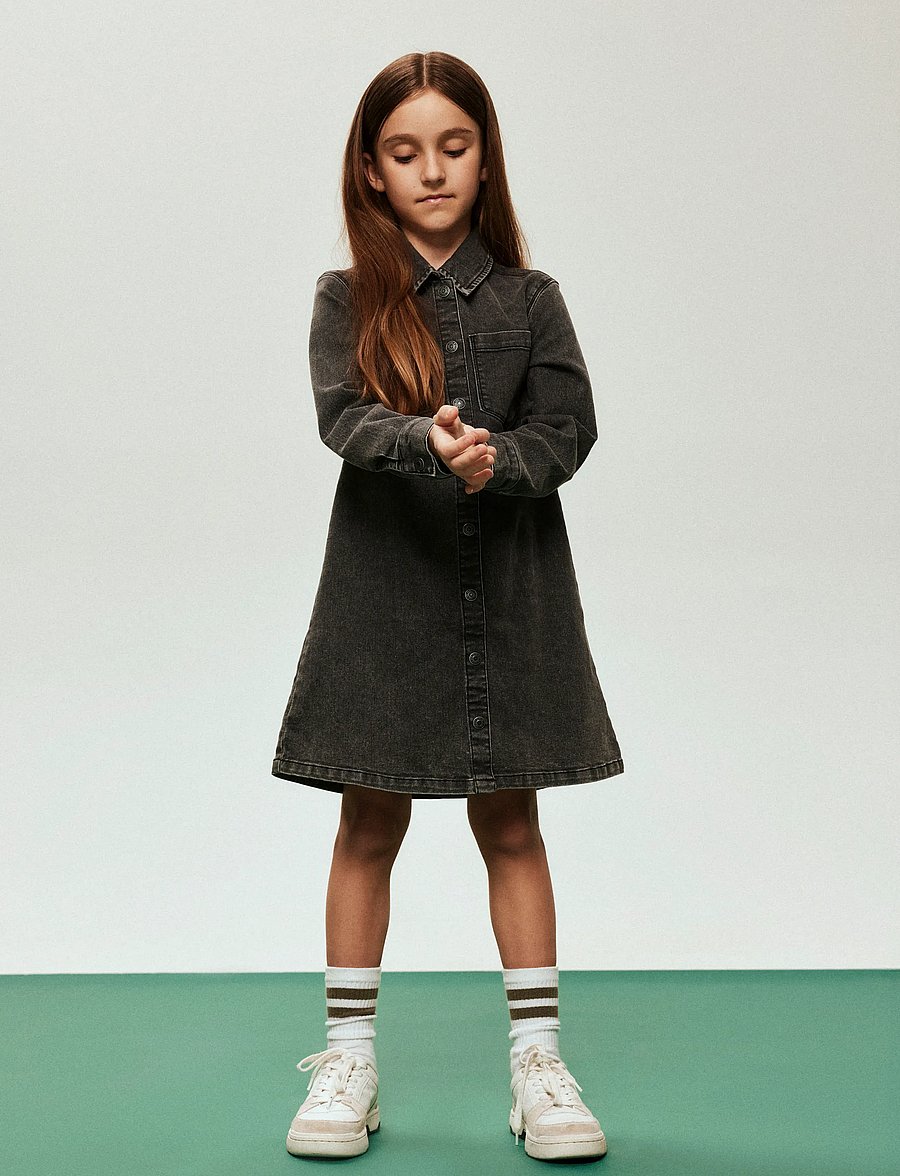 name it - NKFJEANNIE LS DNM DRESS 2133-FT B - pikkade varrukatega vabaaja kleidid - medium grey denim - 0