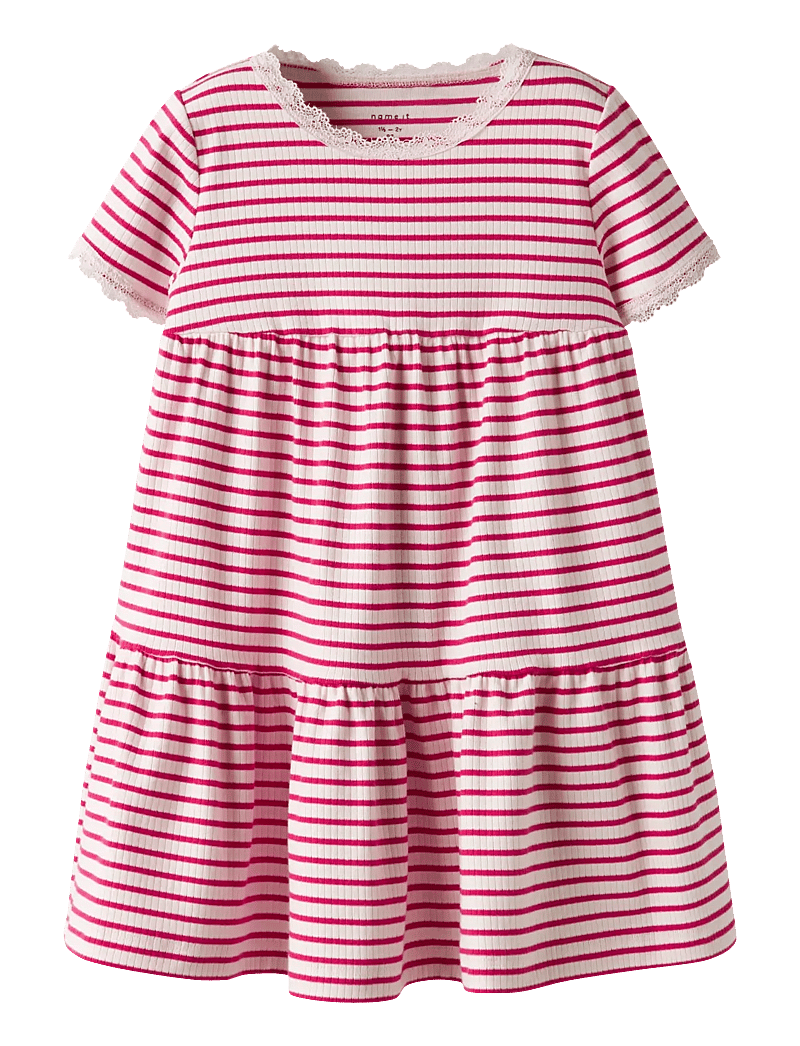 name it - NMFFENSINA SS DRESS PB - short-sleeved baby dresses - love potion - 0