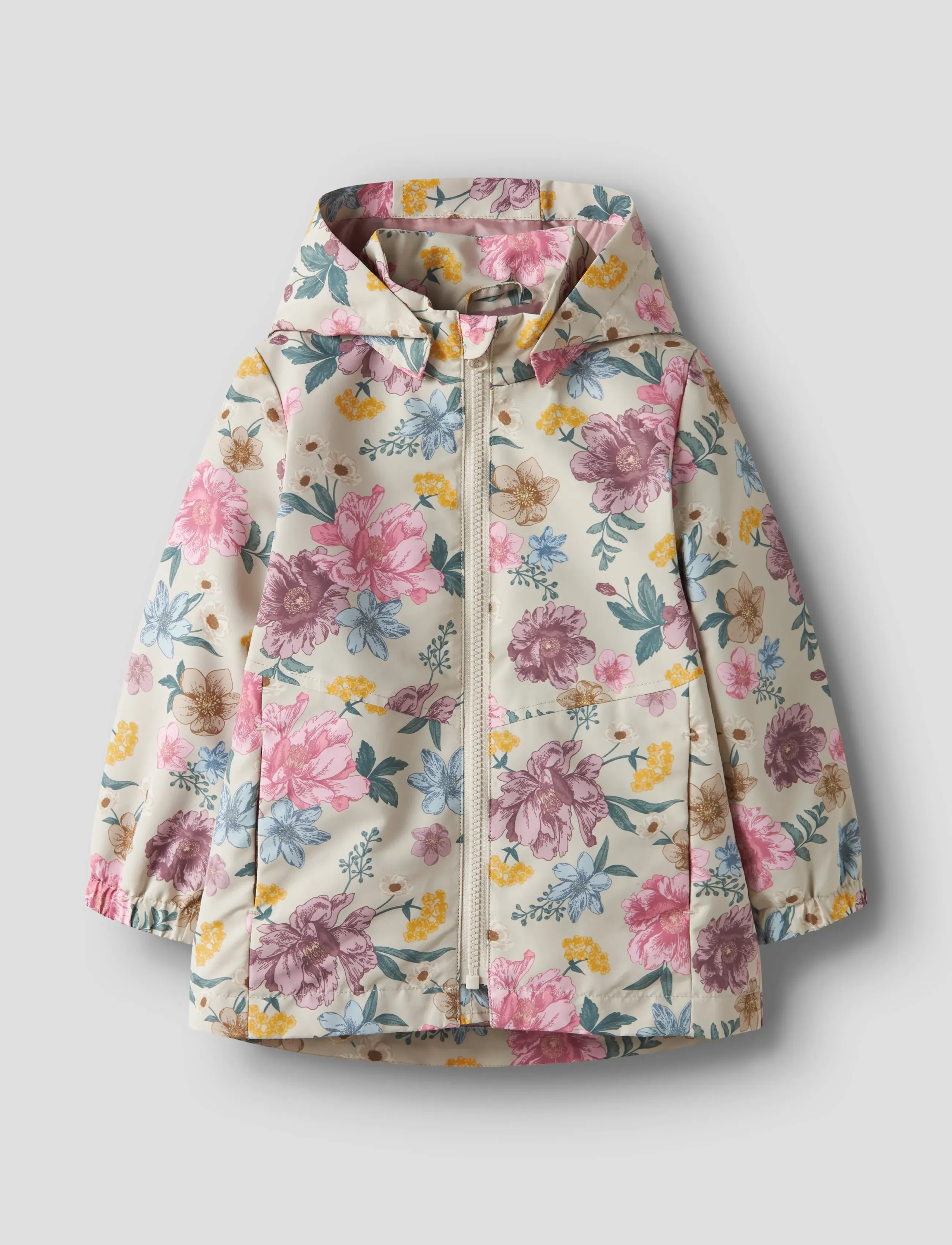 name it Nmfmaxi Jacket Li Aop Noos, Børn, Børne Regnjakke, Beige, Str: 92