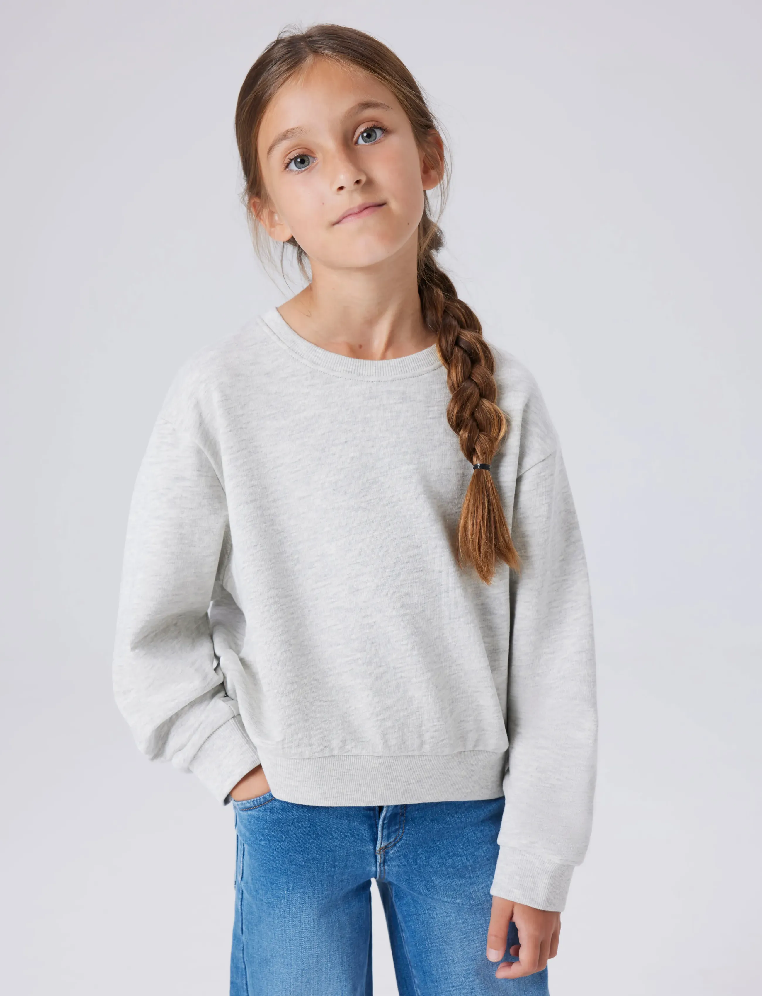 name it NKFMILLE SHORT NREG LS SWE O-NECK NOOS - Sweatshirts - LIGHT GREY MELANGE / grey