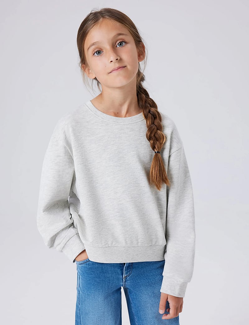 name it - NKFMILLE SHORT NREG LS SWE O-NECK NOOS - sweatshirts - light grey melange - 0