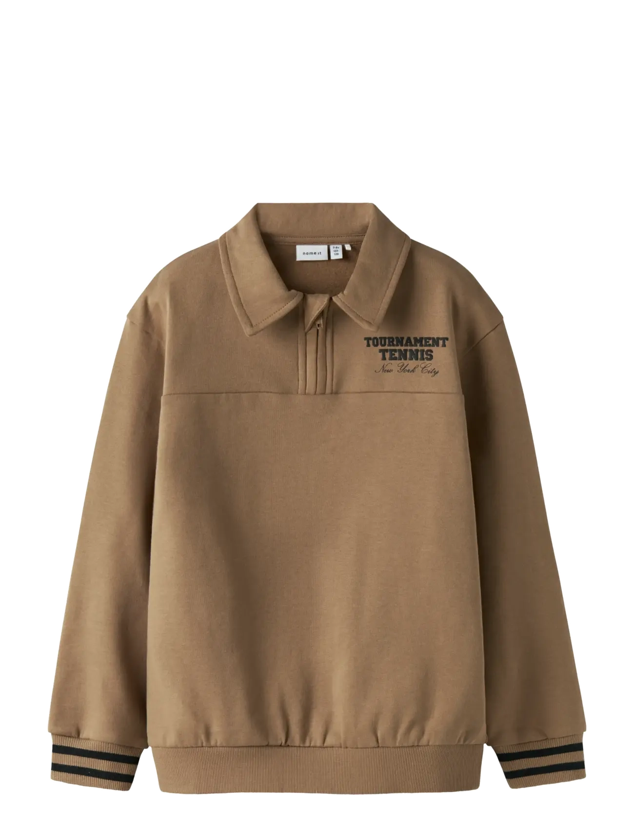 NKMTRENT LS NREG SWEAT POLO BRU - TOASTED COCONUT