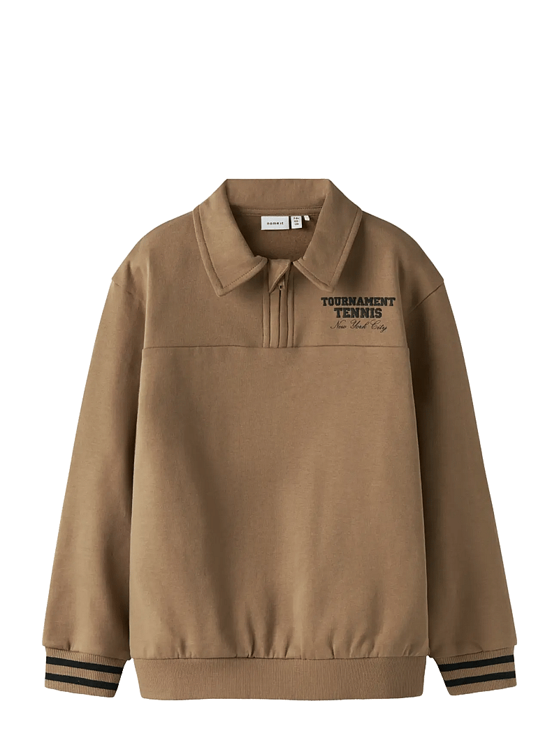 name it - NKMTRENT LS NREG SWEAT POLO BRU - sweatshirts - toasted coconut - 1