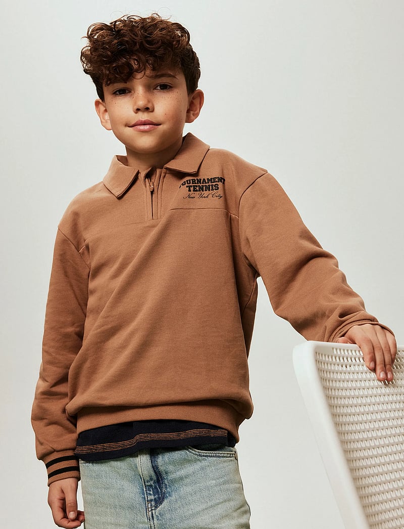 name it - NKMTRENT LS NREG SWEAT POLO BRU - sweatshirts - toasted coconut - 5