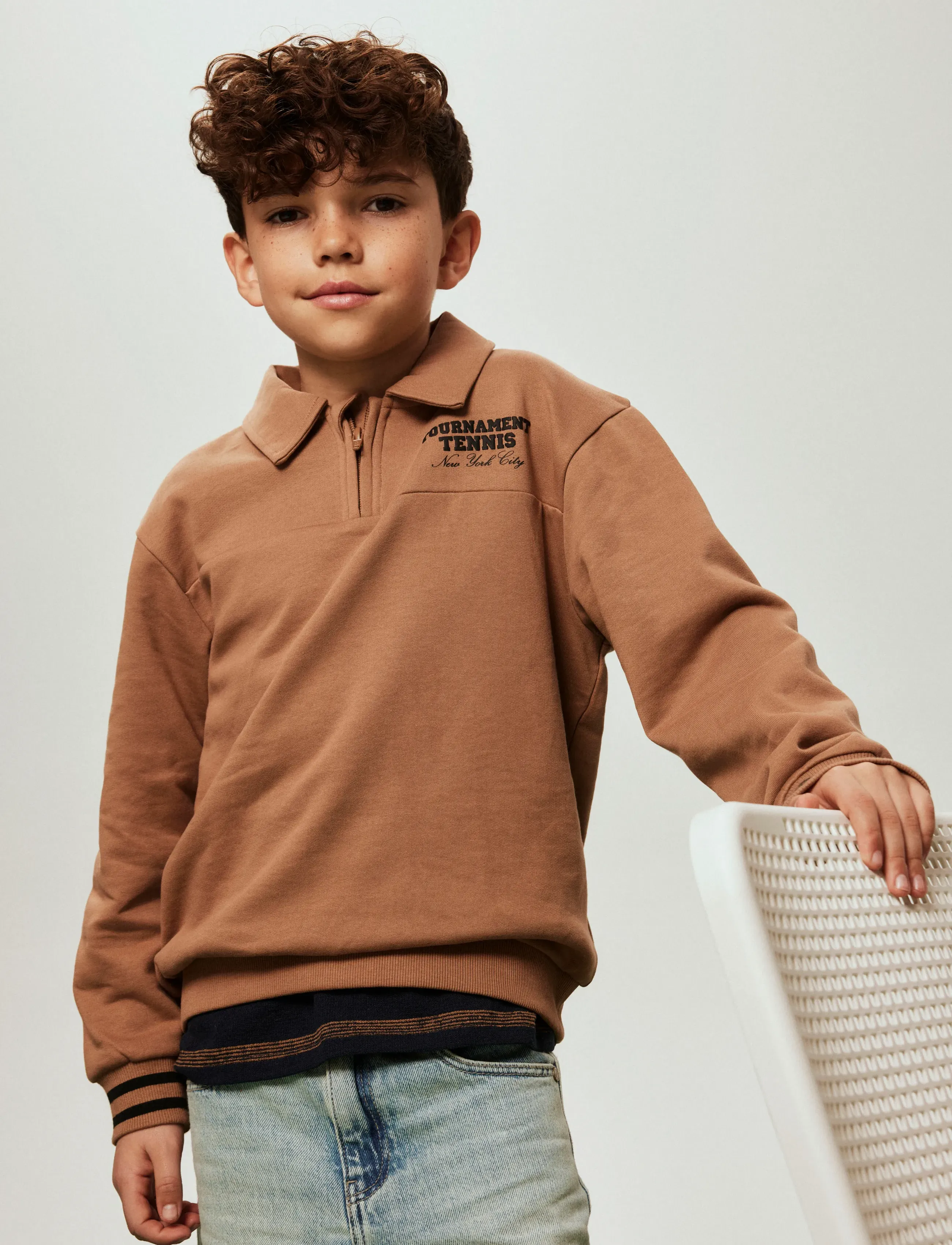 name it - NKMTRENT LS NREG SWEAT POLO BRU - sweatshirts - toasted coconut - 5