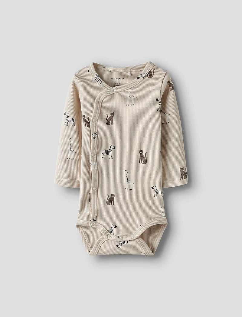 name it - NBNTOLLA LS WRAP BODY - omslagrompers - summer sand - 0