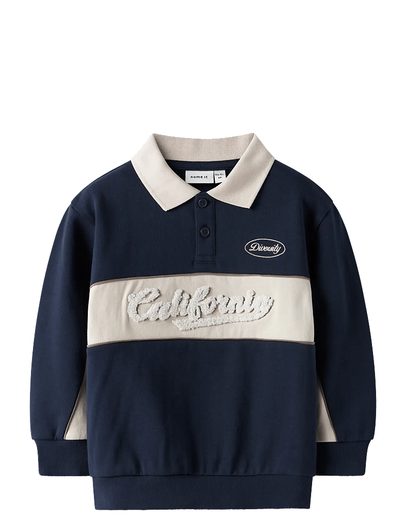 name it - NMMTUCAN LS NREG SWEAT POLO UNB - pitkähihaiset pikeepaidat - navy blazer - 1