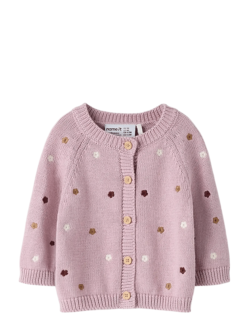 name it - NBFTIFLOW LS KNIT CARD - cardigans - dawn pink - 1