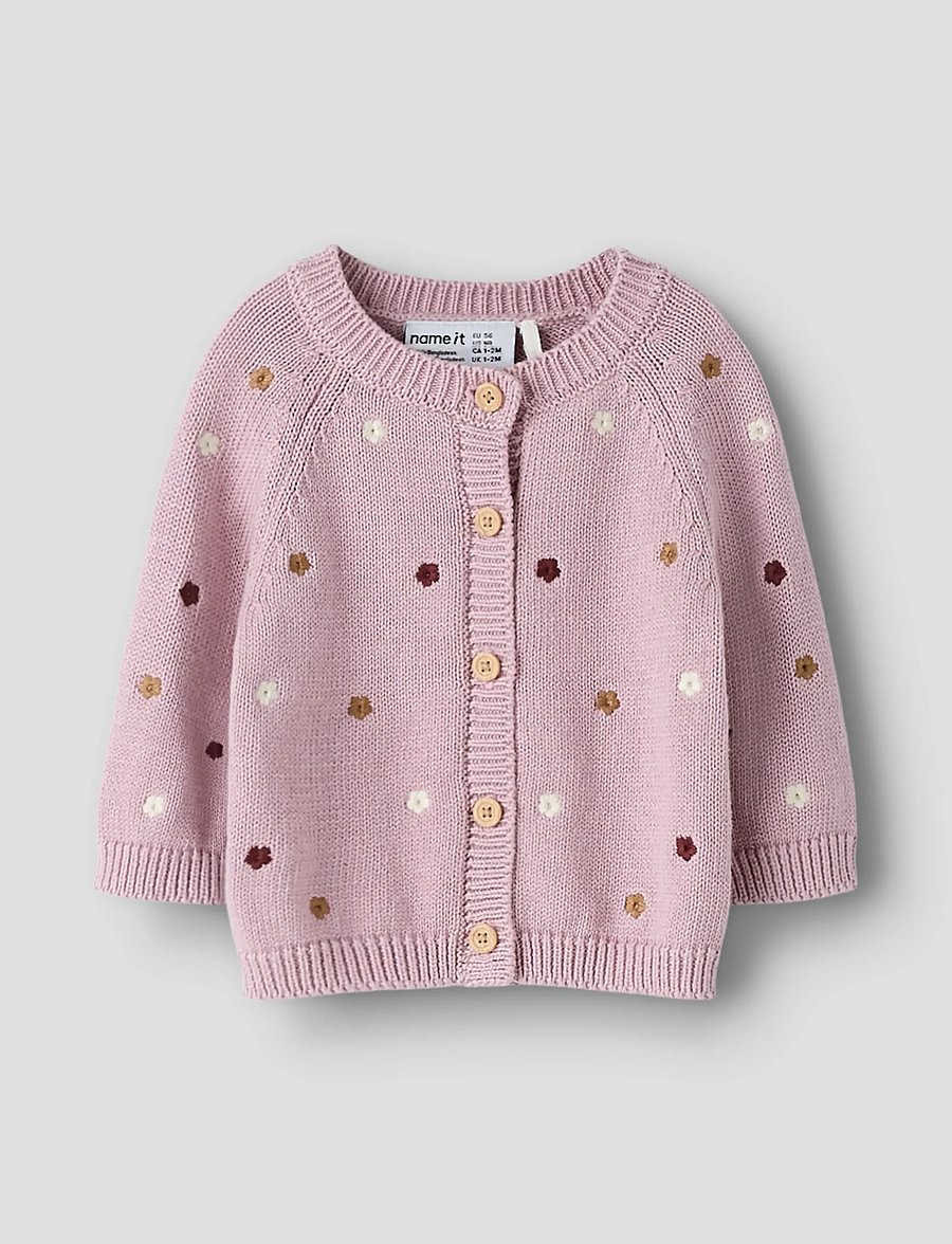 name it - NBFTIFLOW LS KNIT CARD - kardigany - dawn pink - 0