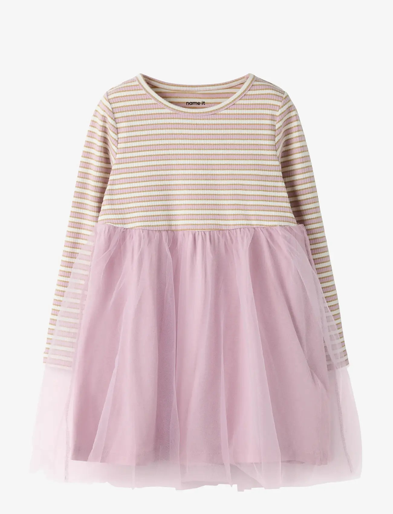 name it - NMFTAIAS LS TULLE DRESS - long-sleeved casual dresses - dawn pink - 1