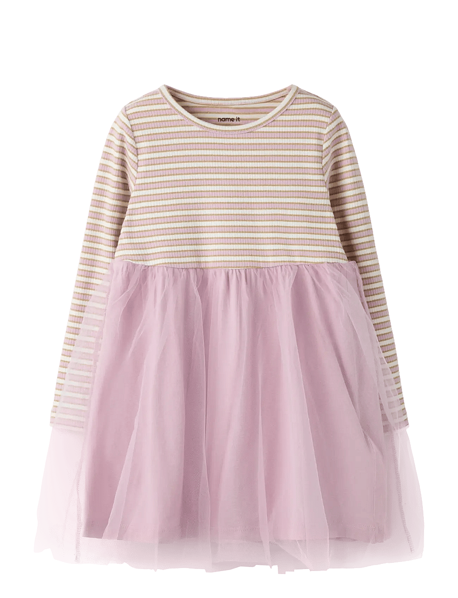 name it - NMFTAIAS LS TULLE DRESS - langærmede hverdagskjoler - dawn pink - 1