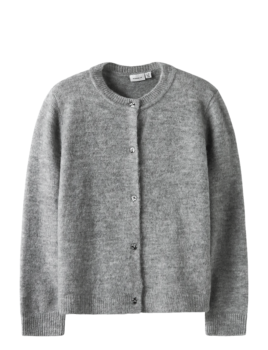 name it - NKFTIKA LS KNIT CARD - hnepptar peysur - grey melange - 0