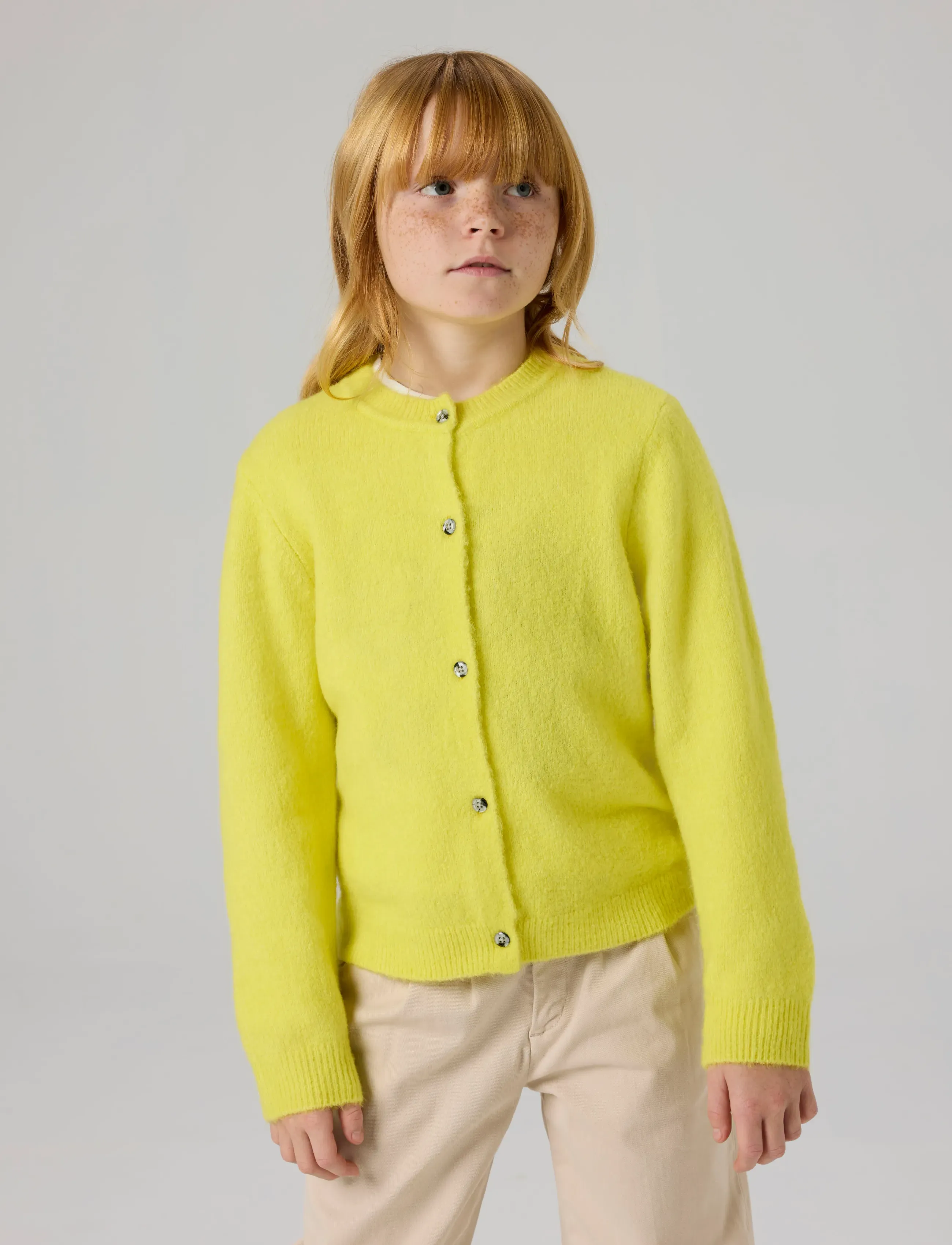 name it Nkftika Ls Knit Card, 122-128, Yellow, Strik > Cardigans, Børn