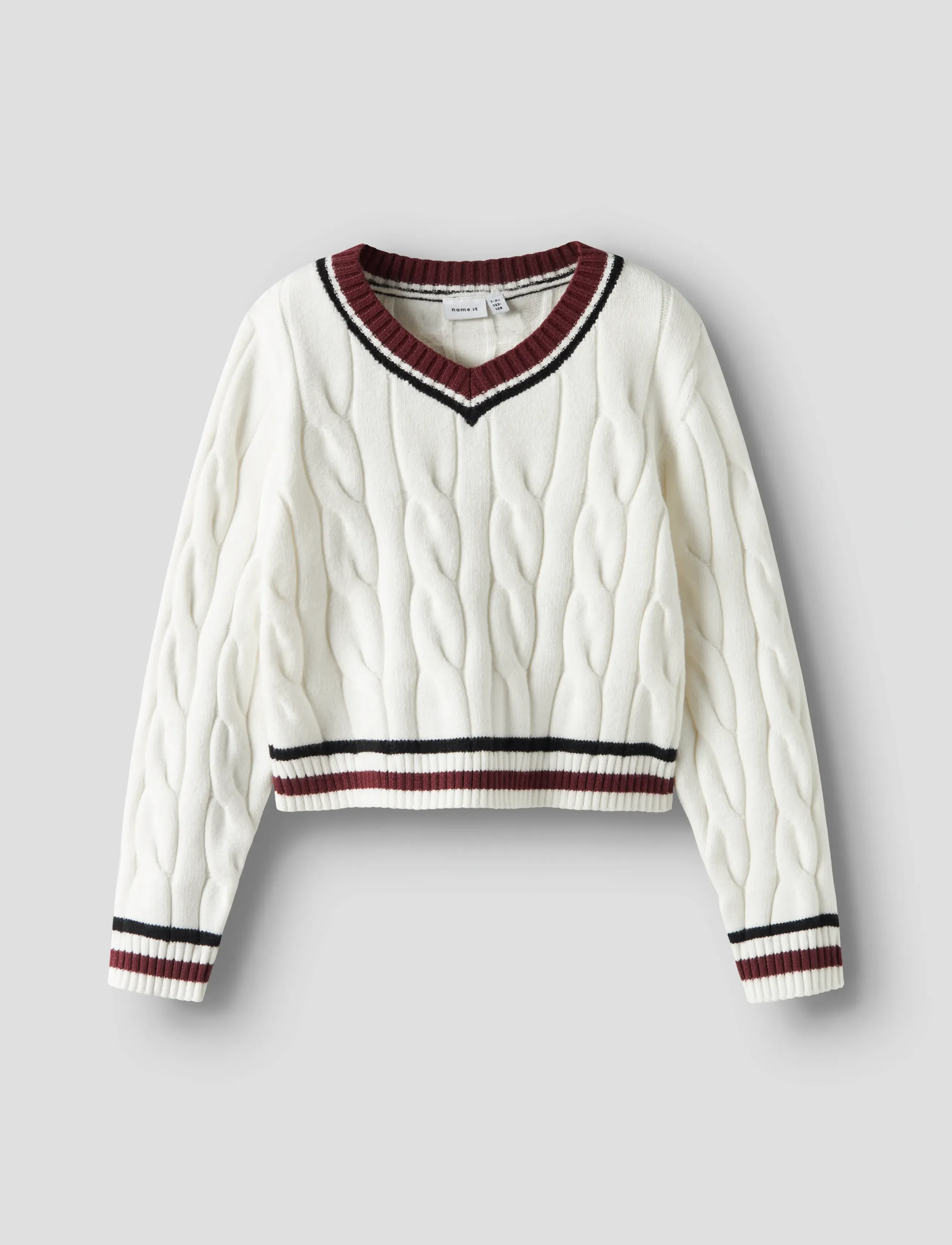 name it Nkfteppie Ls Short Knit, 122-128, Cream, Strik > Pullovere, Børn