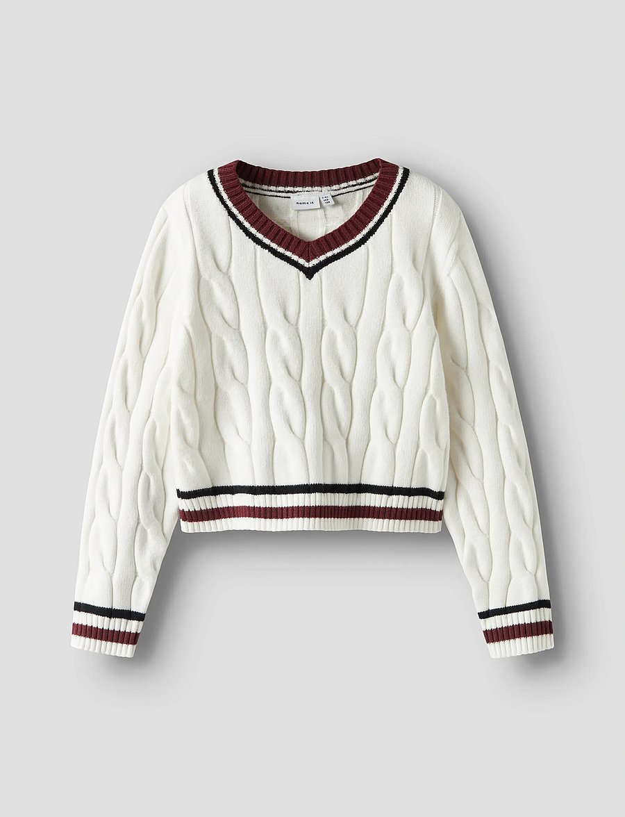 name it - NKFTEPPIE LS SHORT KNIT - neulepuserot - cloud dancer - 0