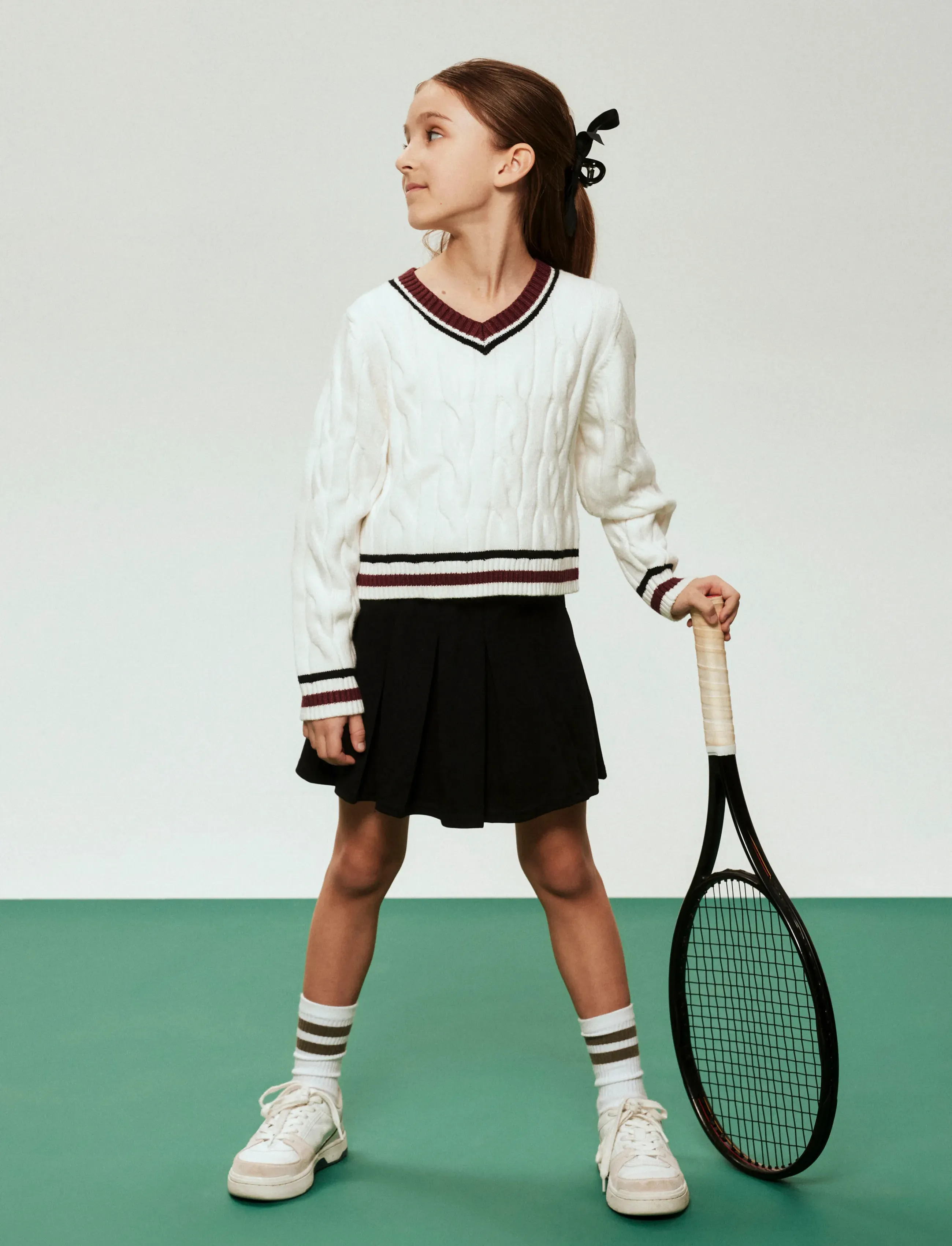 name it - NKFTEPPIE LS SHORT KNIT - neulepuserot - cloud dancer - 5