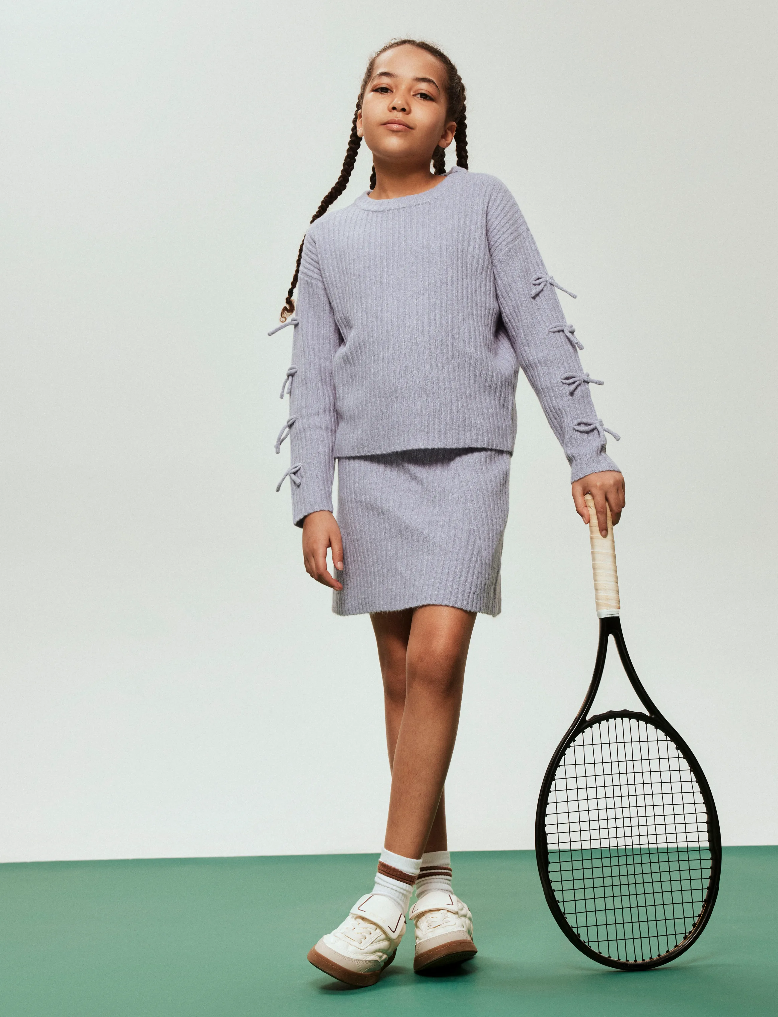 name it - NKFTARIN KNIT SKIRT - korta kjolar - lavender gray - 4