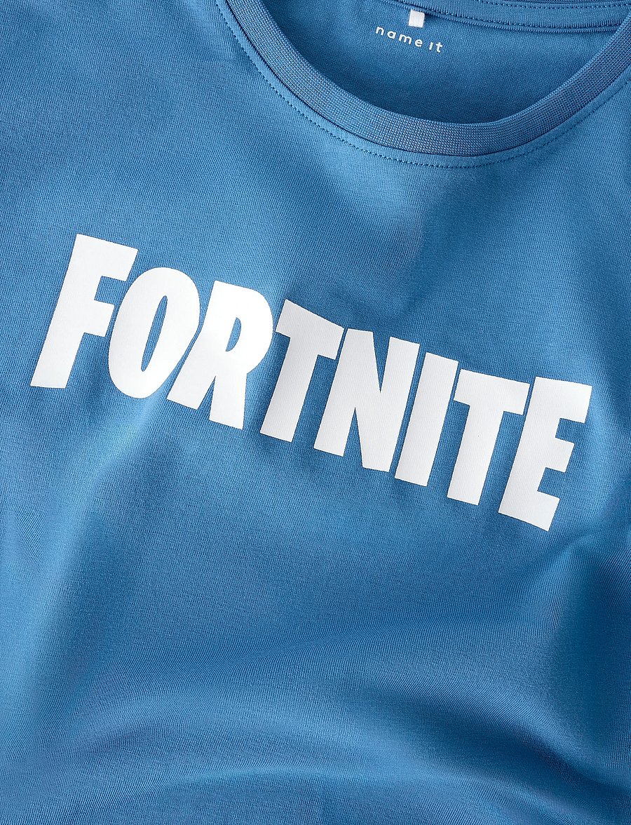 name it - NKMJUNIOR FORTNITE NREG SS TOP BFU - kurzärmelige - vallarta blue - 2